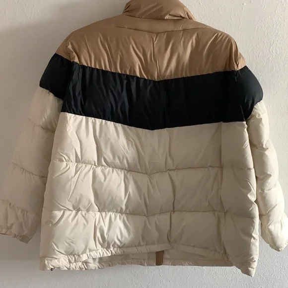 New Women's Puffect™ Color Blocked Jacket Plus Size Neutral Cream Brown Warm 3X - Picture 8 of 11
